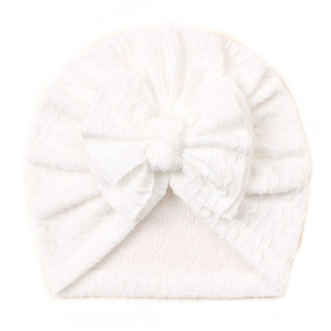 Caciulita tip turban cu model din tesatura si funda aplicata AMx-22032