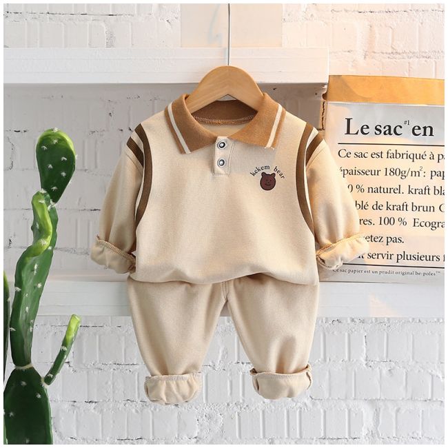Compleu crem pentru baietei - teddy (marime disponibila: 2 ani) md1396.2 ani
