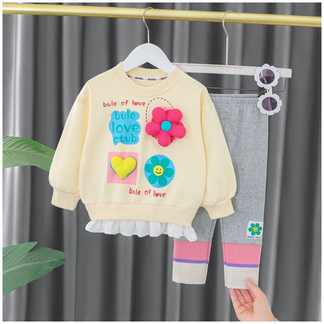 Compleu cu bluzita galbena pentru fetite - pink flower (marime disponibila: 2 ani) li1285-de5.2 ani