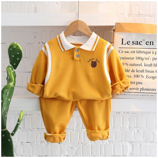 Compleu galben mustar pentru baietei - teddy (marime disponibila: 9-12 luni (marimea 20 incaltaminte)) md1394.9-12 luni (marimea 20 incaltaminte)