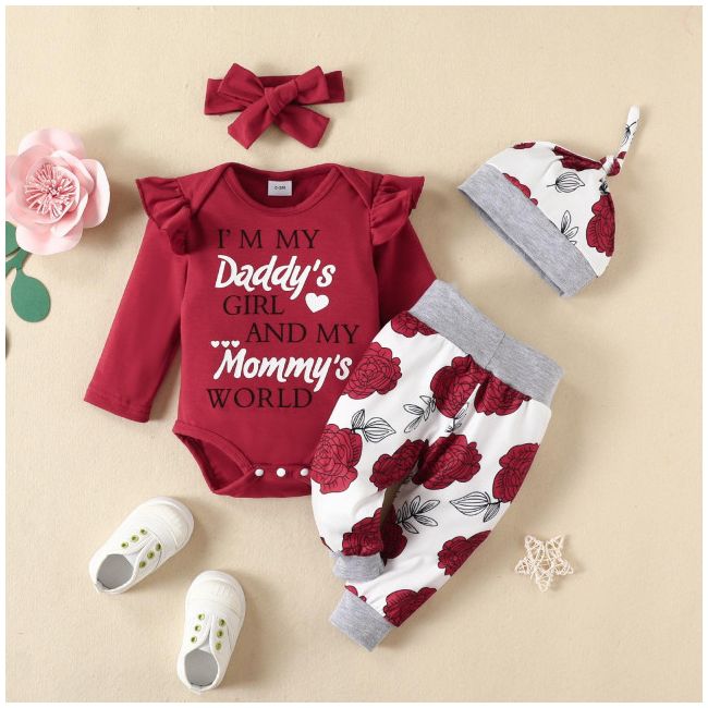 Compleu pentru fetite cu body visiniu - parents love (marime disponibila: 12-18 luni (marimea 21 incaltaminte)) mb1504-de.12-18 luni (marimea 21 incaltaminte)