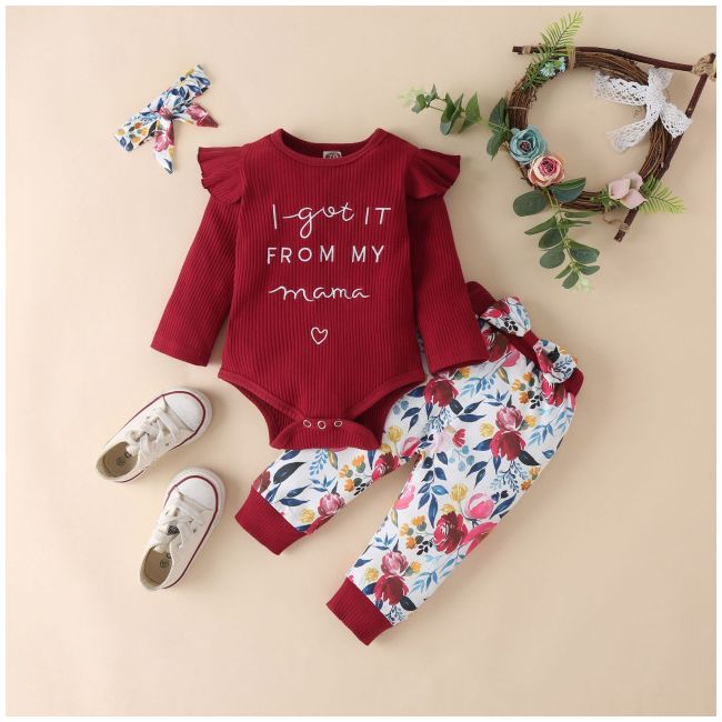 Compleu visiniu pentru fetite - I got it from my mama MBYU001-4-R2