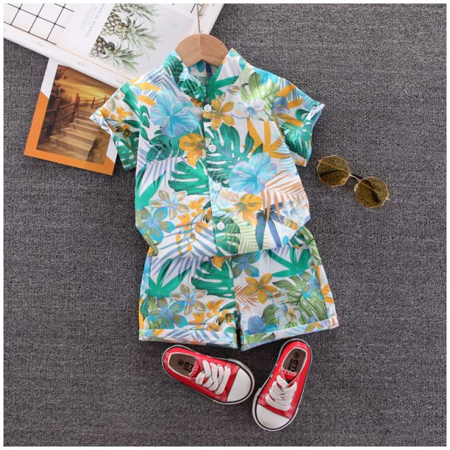 Costumas de vara pentru baietei - Blue flower MBXGSUC782-DE4