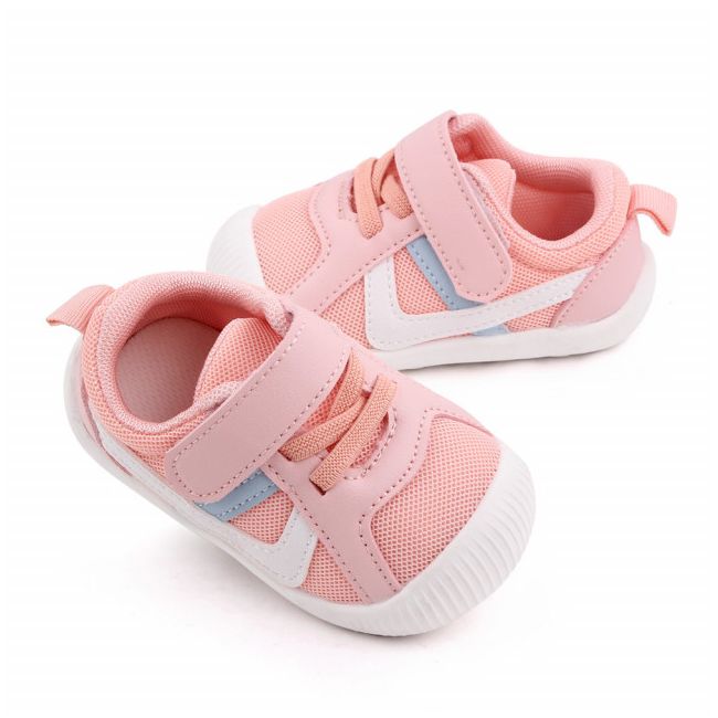 Adidasi roz cu dungi albe si gri (marime disponibila: 9-12 luni (marimea 20 incaltaminte)) mdd2667-3-s1.9-12 luni (marimea 20 incaltaminte)