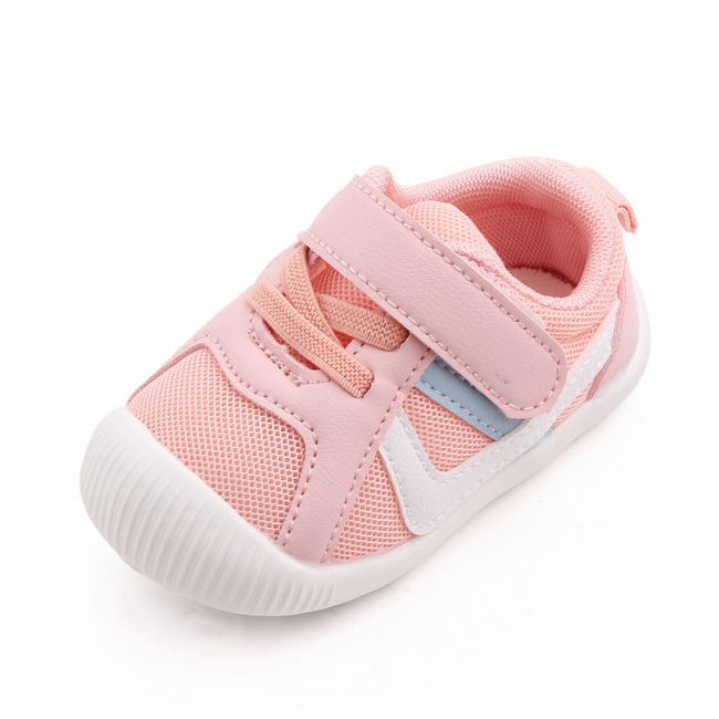 Adidasi roz cu dungi albe si gri (marime disponibila: 9-12 luni (marimea 20 incaltaminte)) mdd2667-3-s1.9-12 luni (marimea 20 incaltaminte)