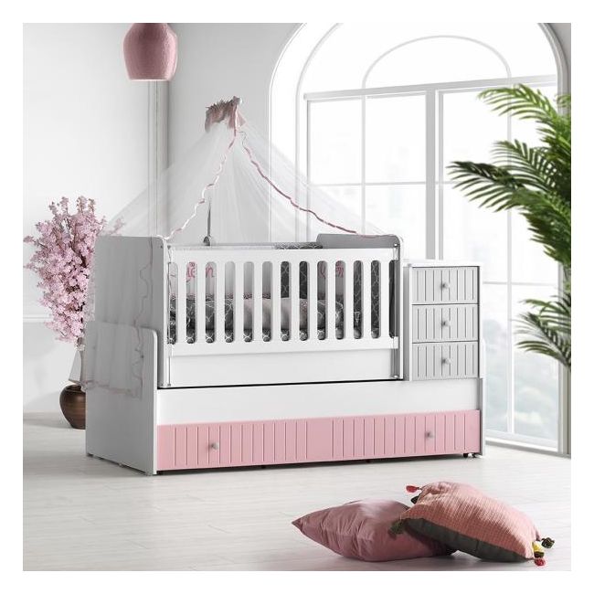 Patut transformabil MyKids Sofia Alb Roz 180x80 00086563