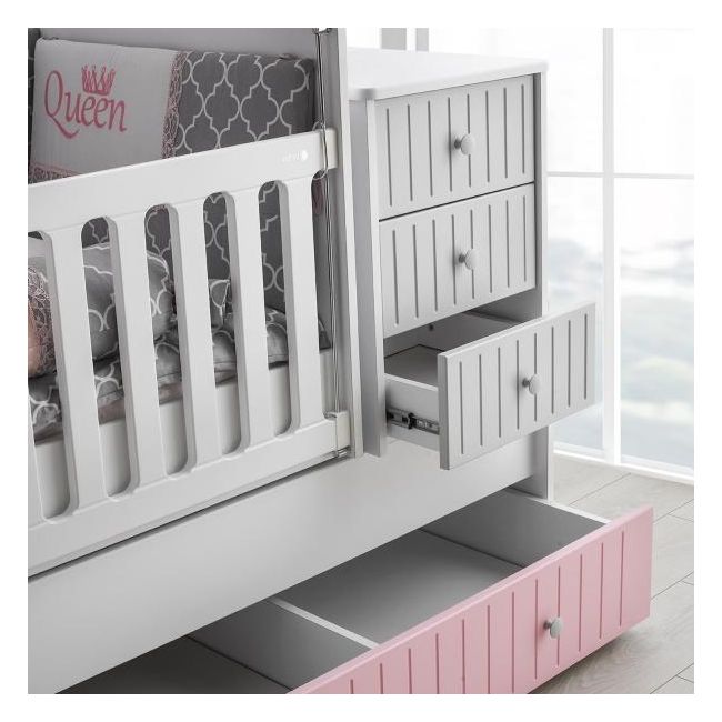 Patut transformabil MyKids Sofia Alb Roz 180x80 00086563