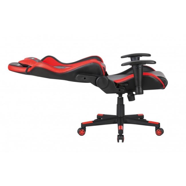 Scaun gaming gn90 indianapolis, suport lombar, perna tetiera, cotiere reglabile, rotativ, mecanism multiblock, 150 kg, negru/rosu drm4282