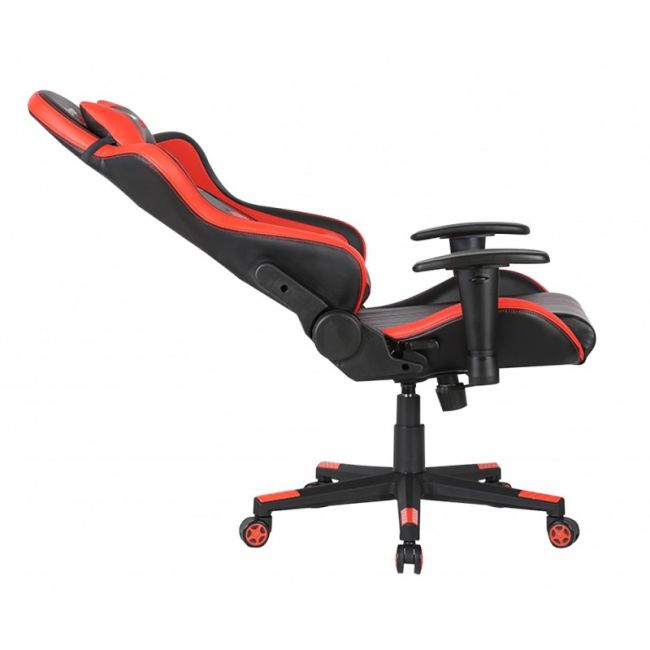Scaun gaming gn90 indianapolis, suport lombar, perna tetiera, cotiere reglabile, rotativ, mecanism multiblock, 150 kg, negru/rosu drm4282