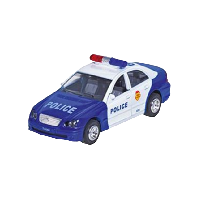 Masinuta die cast cu sunete si lumini, 15 cm, politie, albastra - okegoki12194pa