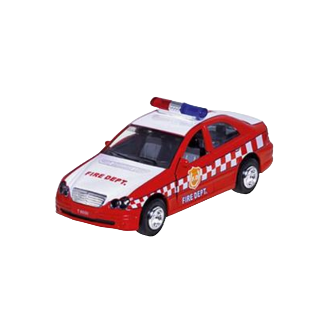 Masinuta die cast cu sunete si lumini, 15 cm, pompieri, rosie - okegoki12194pr