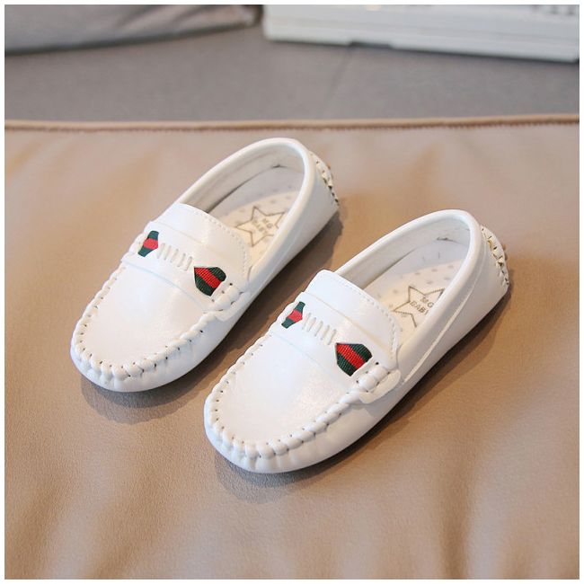 Mocasini albi pentru baietei LIV393-2-DE3