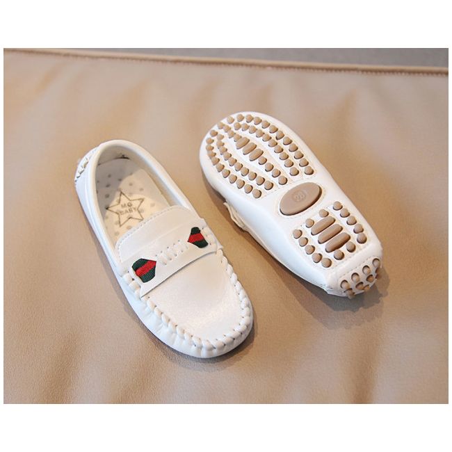 Mocasini albi pentru baietei LIV393-2-DE3