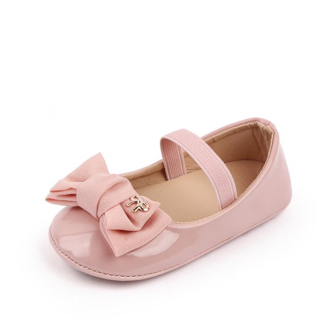 Pantofiori cu fundita, roz, din lac MDD2778-2-p24