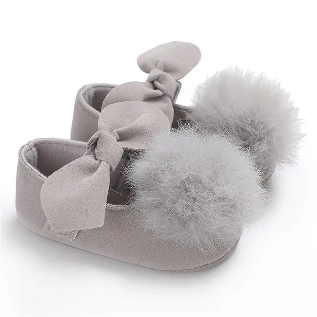 Balerini bebelus cu pampon (Culoare: Gri, Marime: 1) JEMdrl1277