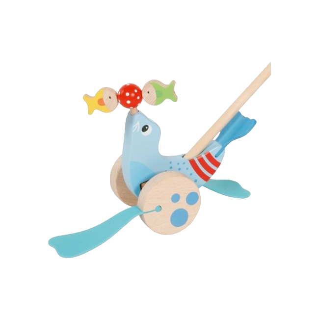Jucarie din lemn de impins foca acrobat - okegoki54898