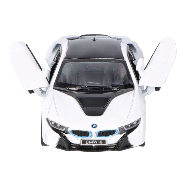 Masinuta die cast bmw i8, scara 1 la 36, 12.5 cm, alba - okegoki12304alb