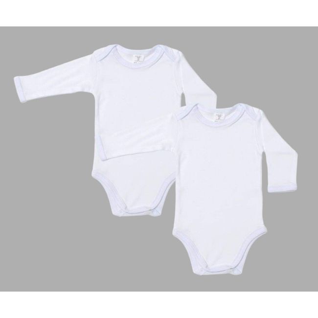 Set 2 body-uri din bumbac albe cu maneca lunga (Marime: 3-6 Luni) JEM230albml2