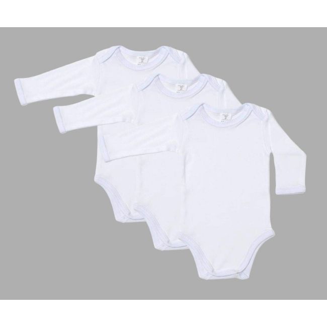 Set 3 body-uri din bumbac albe cu maneca lunga (Marime: 6-12 Luni) JEMdrl_138ml3