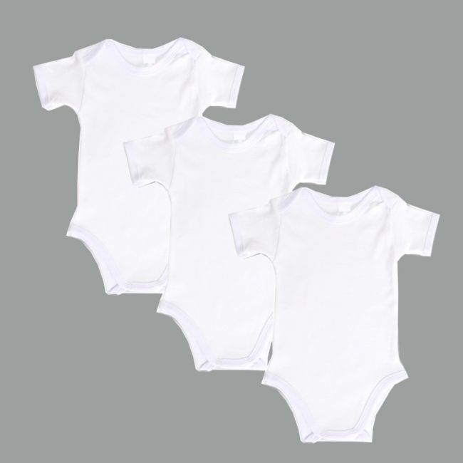 Set 3 body-uri din bumbac albe cu maneca scurta (Marime: 3-6 Luni) JEMdrl_138m2