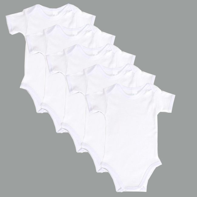 Set 5 body-uri din bumbac albe cu maneca scurta (Marime: 3-6 Luni) JEM138lx2
