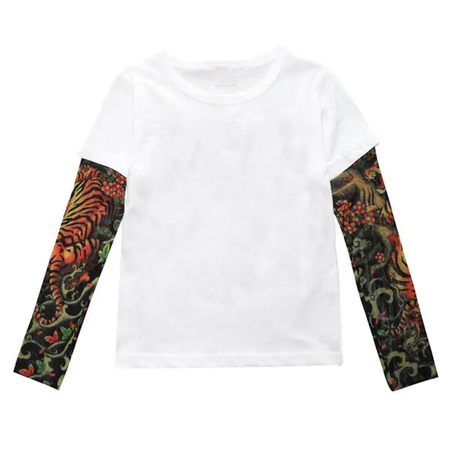 Tricou copii alb cu tatuaj (Marime: 100, Model: Model C) JEMtrtatuaj015