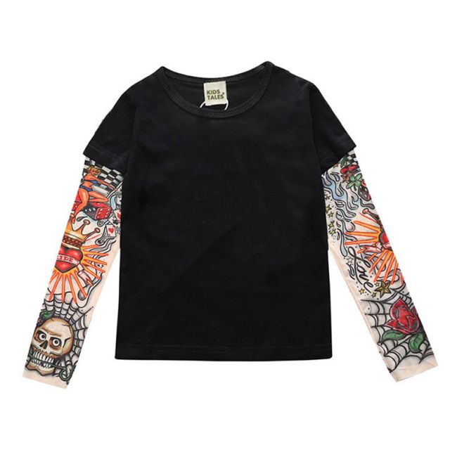 Tricou copii negru cu tatuaj (Marime: 90, Model: Model A) JEMtrtatuaj12