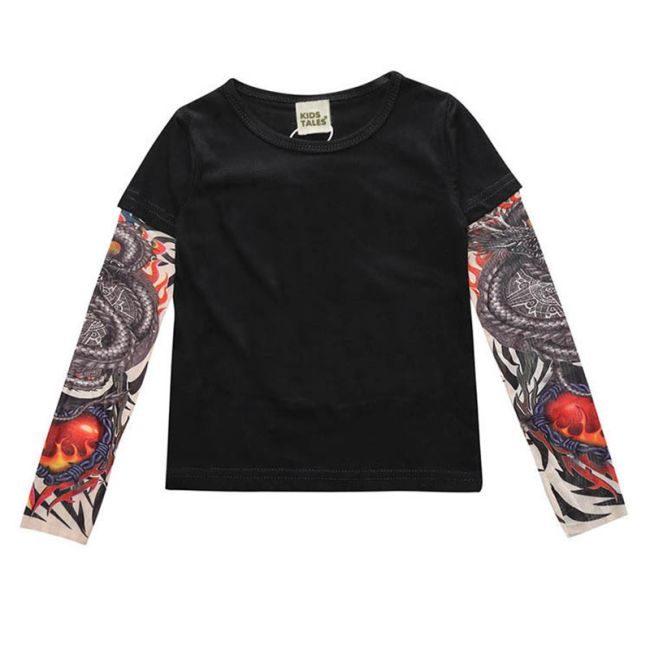 Tricou copii negru cu tatuaj (Marime: 90, Model: Model A) JEMtrtatuaj12