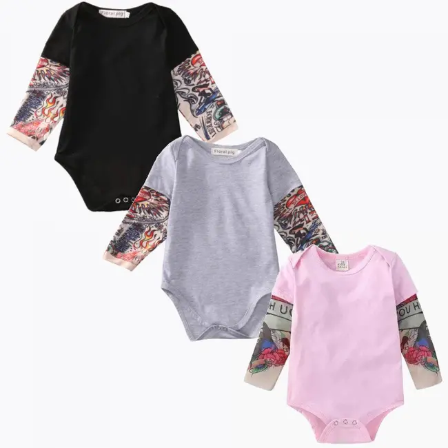 Body cu tatuaj (Culoare: Gri, Marime: 90) JEMdrl183