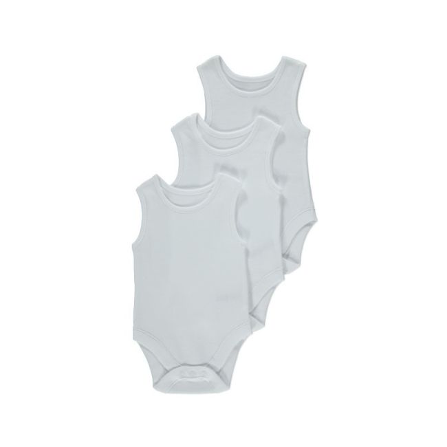 Set 3 body-uri din bumbac albe fara maneca - tip maieu (Marime: 3-6 Luni) JEM138lb2