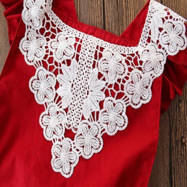 Set body rosu cu broderie si bentita (Marime: 100) JEMdrl137