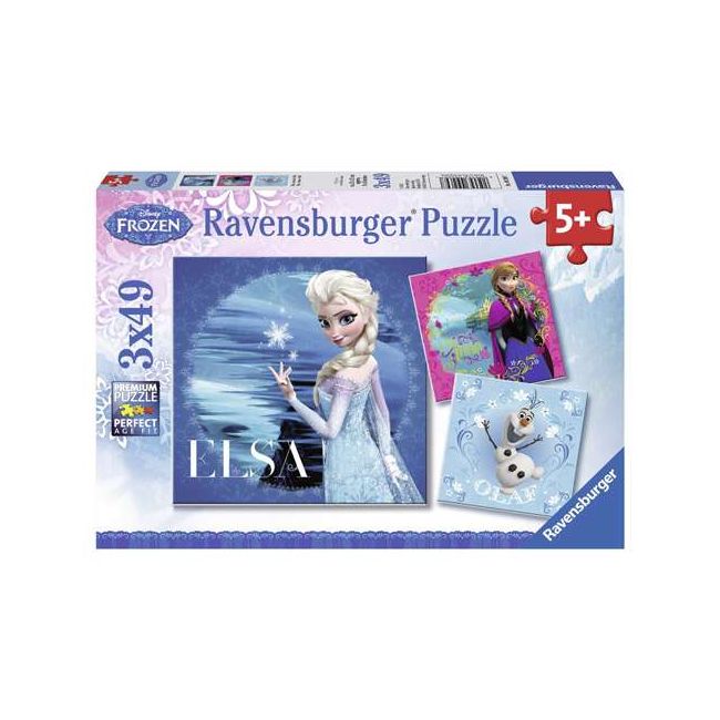 PUZZLE FROZEN ELSA, ANNA SI OLAF, 3x49 PIESE - ARTRVSPC09269