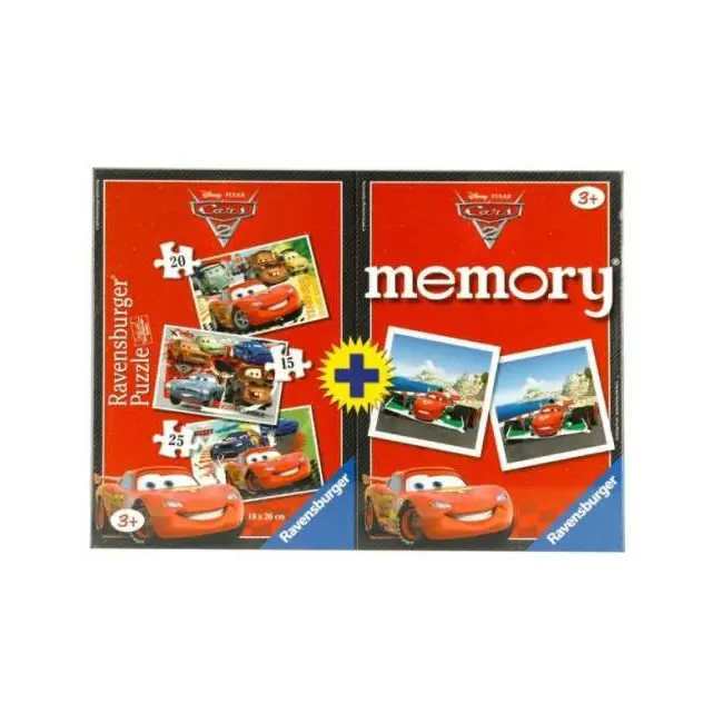 Puzzle + Joc Memory Disney Cars, 3 Buc In Cutie 15/20/25 Piese - ARTRVSPC07227