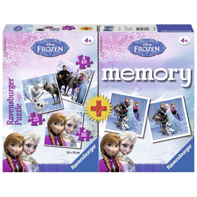 PUZZLE + JOC MEMORY FROZEN 3 BUC IN CUTIE 25/36/49 PIESE - ARTRVSPC22311