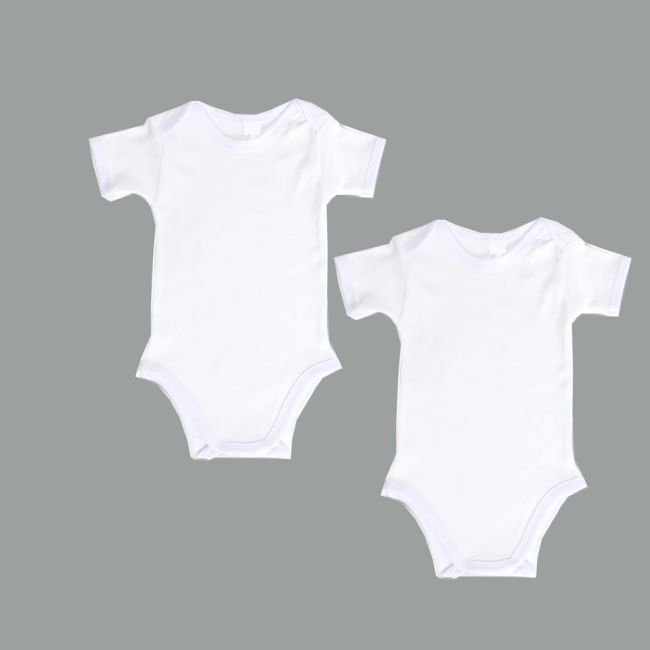 Set 2 body-uri din bumbac albe cu maneca scurta (Marime: 0-3 Luni) JEMb1138s