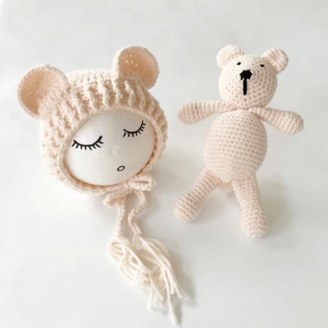 Set de caciulita cu ursulet pentru nou-nascut (Culoare: Roz) JEMdrl10