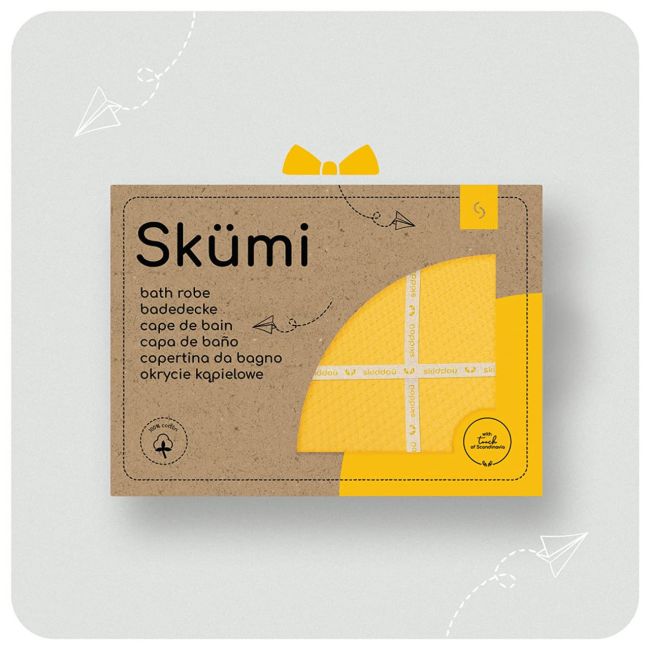 Prosop nou nascut Skumi, Skiddou, 100% bumbac, cu gluga cu urechiuse, albastru, 100x100cm JEMsk_2090123