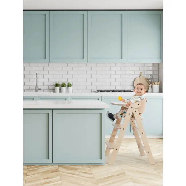 Scaun de masa multifunctional pentru bebelusi, MamaToyz, pliabil, cu masuta, transformabil, lemn, 6 luni - adolescent, natur JEMMtyz_muchair_nat