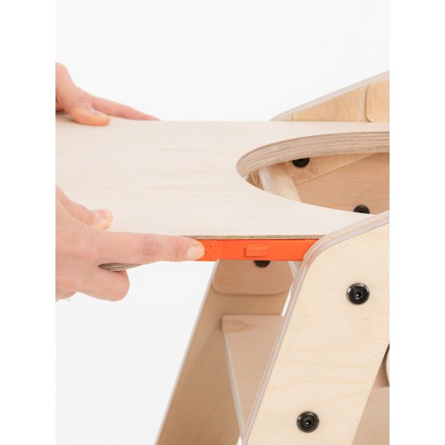 Scaun de masa multifunctional pentru bebelusi, MamaToyz, pliabil, cu masuta, transformabil, lemn, 6 luni - adolescent, natur JEMMtyz_muchair_nat