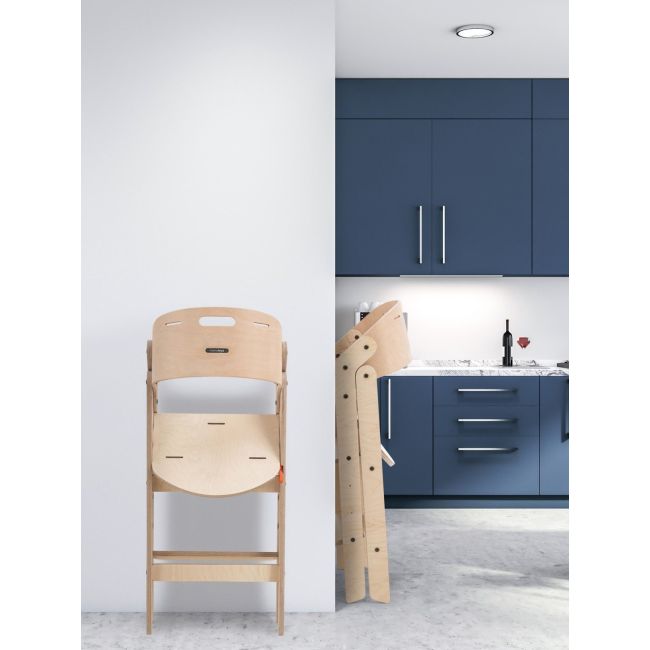 Scaun de masa multifunctional pentru bebelusi, MamaToyz, pliabil, cu masuta, transformabil, lemn, 6 luni - adolescent, natur JEMMtyz_muchair_nat