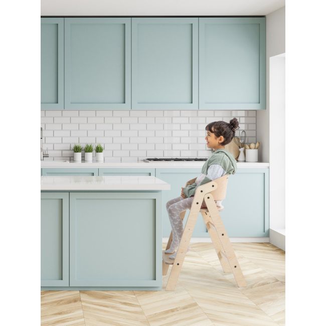 Scaun de masa multifunctional pentru bebelusi, MamaToyz, pliabil, cu masuta, transformabil, lemn, 6 luni - adolescent, natur JEMMtyz_muchair_nat