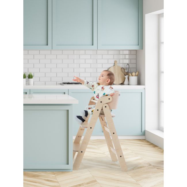 Scaun de masa multifunctional pentru bebelusi, MamaToyz, pliabil, cu masuta, transformabil, lemn, 6 luni - adolescent, verde JEMMtyz_muchair_verde