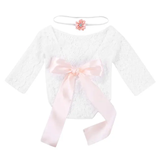 Set pentru poze - body plus bentita pentru nou nascut (Culoare: Alb) JEMdrl_setpoze2