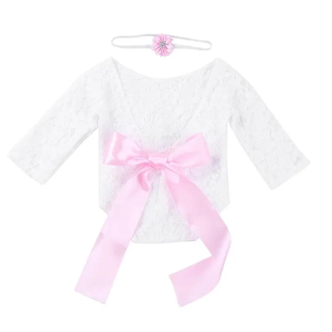 Set pentru poze - body plus bentita pentru nou nascut (Culoare: Somon) JEMdrl_setpoze3