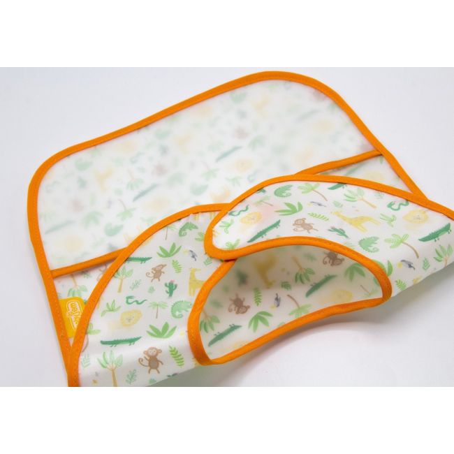 Baveta cu 2 fete si buzunar , BabyJem, 24x35 cm (Culoare: Bleu) JEMbj_8403