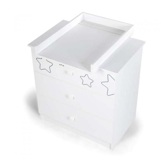 Comoda copii de Infasat KLUPS Tino Stars Alb 00081929