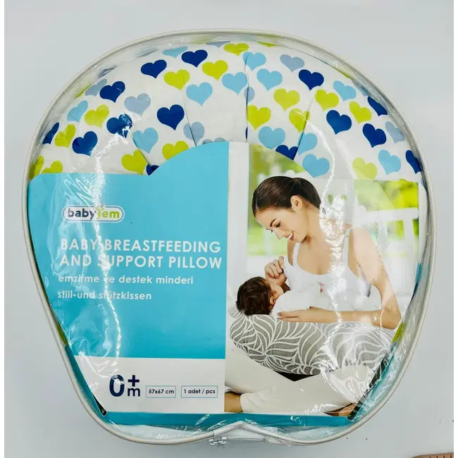 Perna pentru alaptat 2 in 1 Nursing Pillow Hearts, BabyJem (Culoare: Roz) JEMbj_082-16