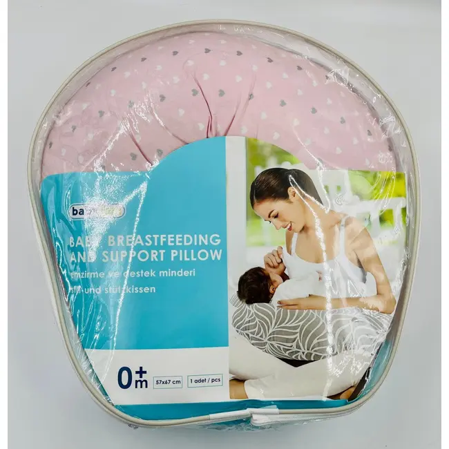 Perna pentru alaptat 2 in 1 Nursing Pillow Hearts, BabyJem (Culoare: Roz) JEMbj_082-16