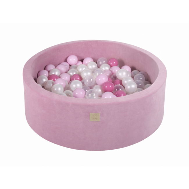 Piscina Uscata Cu 200 De Bile (roz Pastel, Roz Deschis, Alb) Meowbaby  , 90x30 Cm, Catifea Dark Pink Pjbveo032