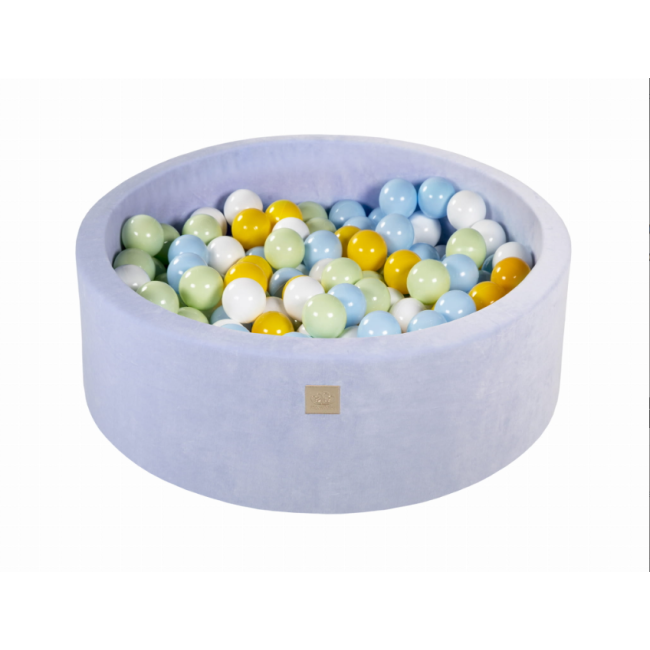Piscina Uscata Cu 200 De Bile (verde Deschis, Baby Blue, Alb, Galben) Meowbaby  , 90x30 Cm, Catifea Baby Blue Pjbveo172